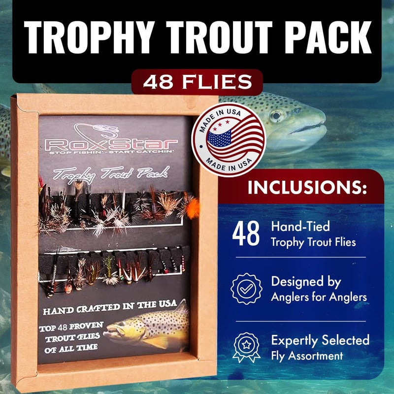 RoxStar Lures RoxStar Fishing Fly Shop | Trophy Trout Fly Assortment | Wet & Dry Trout Flies | Gift Box Included. | Proudly Made in The USA… - Image 2